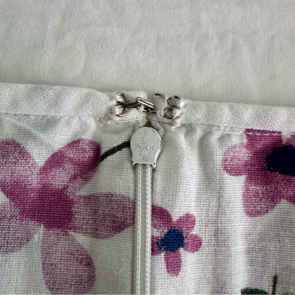 Alice Collins Floral White Linen Blend Sleeveless Shift Dress Cottagecore - Picture 6 of 12
